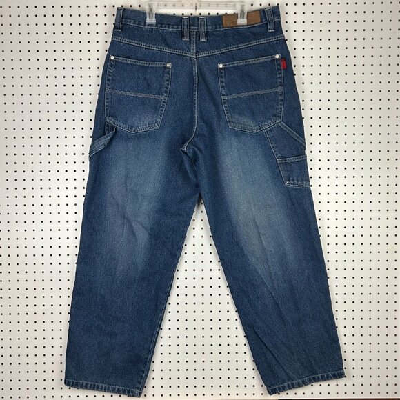 Evolution in Design Baggy Carpenter Jeans 38x33 Blue Work Wear 90s Blue Jean Y2K - Picture 1 of 8